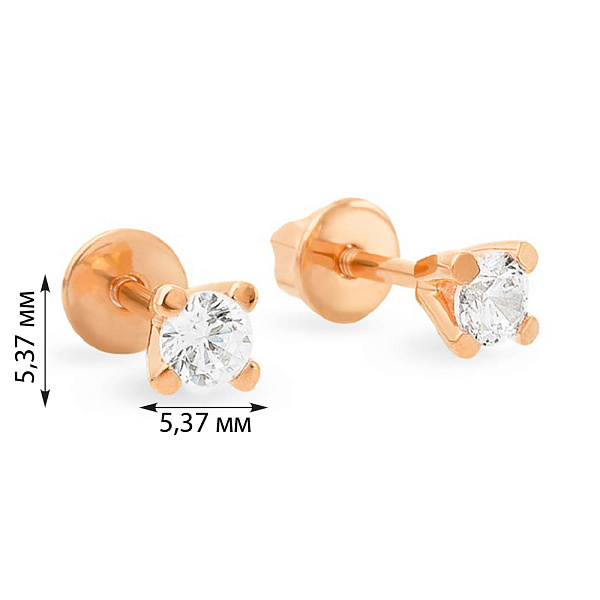 Золотые серьги пусеты с фианитом (арт. 110269) – изображение 2