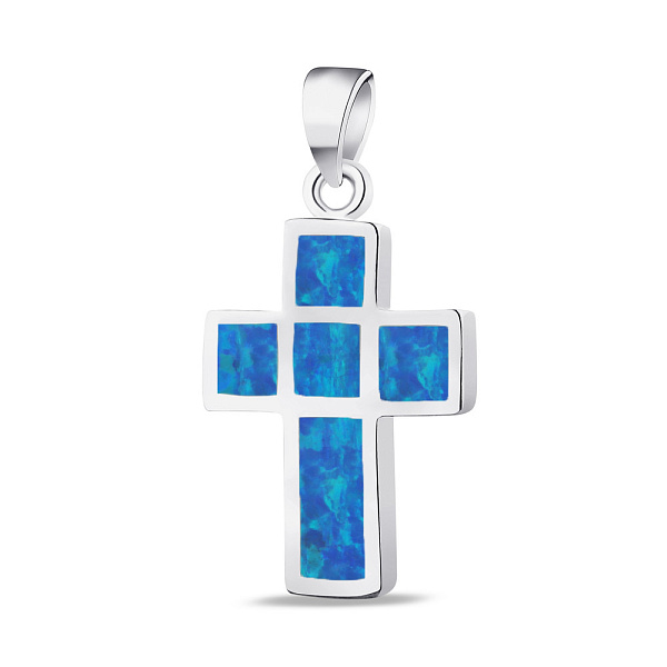 Хрестик зі срібла з опалом (арт. 7503/3021Пос) – зображення 1