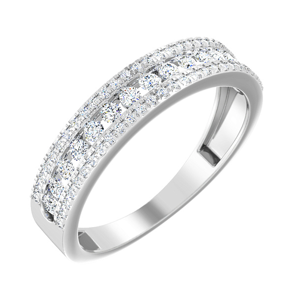 Каблучка з білого золота з доріжками з діамантів (арт. К011312050б) – зображення 1