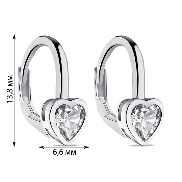 Серебряные детские серьги Сердце с фианитами (арт. 7502/3798) – изображение 2