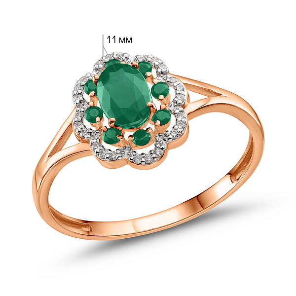 Золота каблучка зі смарагдом і діамантами (арт. К011088и) – зображення 3