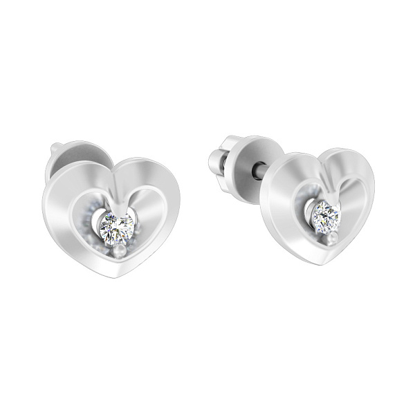 Золоті сережки пусети «Серденька» з фіанітами (арт. 111075б) – зображення 1