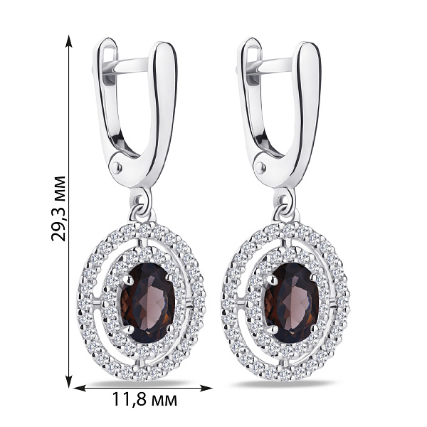 Серьги-подвески из серебра с кварцем (арт. 7002/4040Пккр) – изображение 2