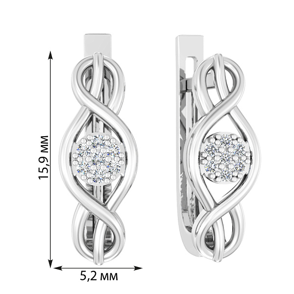 Серьги из белого золота с бриллиантами (арт. С011402005б) – изображение 2
