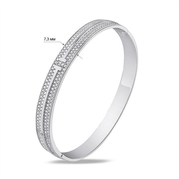 Жесткий браслет из серебра с фианитами (арт. 7509/3857) – изображение 2