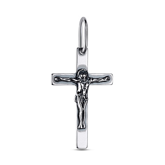 Срібний натільний хрестик з розп'яттям (арт. 7904/3516-ч)