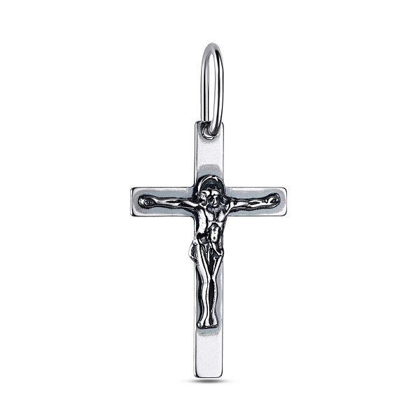 Срібний натільний хрестик з розп'яттям (арт. 7904/3516-ч) – зображення 1