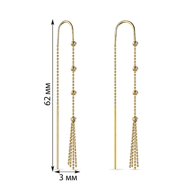 Серьги-протяжки из желтого золота (арт. 107731ж) – изображение 2