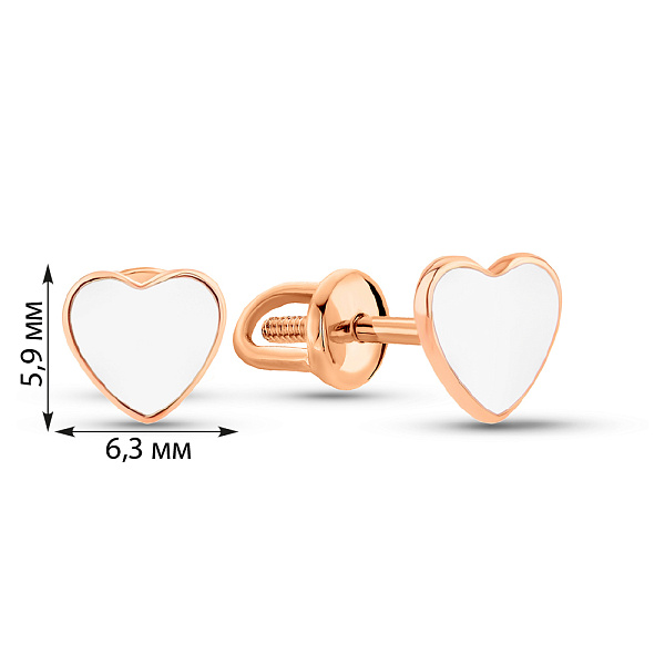 Золотые серьги-пусеты Сердечки с эмалью (арт. 2109110101еб) – изображение 2