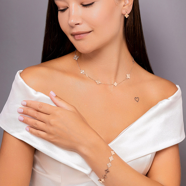 Золотое колье Клевер без камней (арт. 352991) – изображение 4