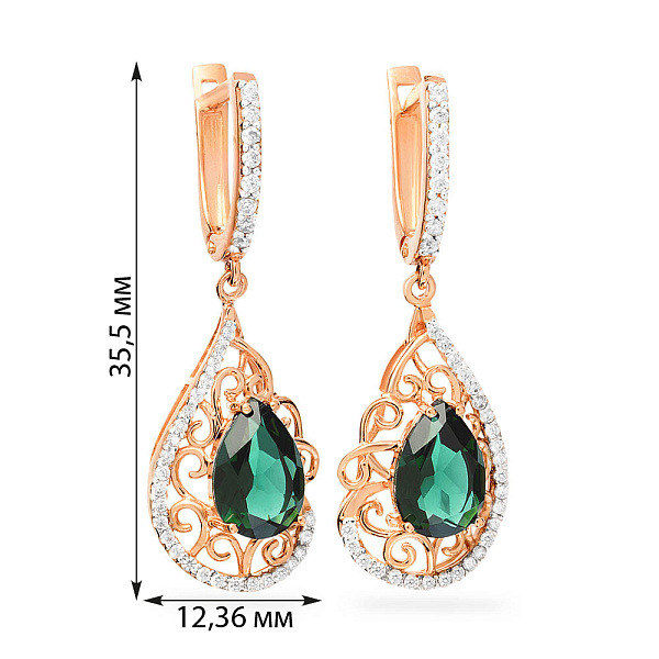 Золотые серьги с кварцем и фианитами (арт. 110419Пз) – изображение 3