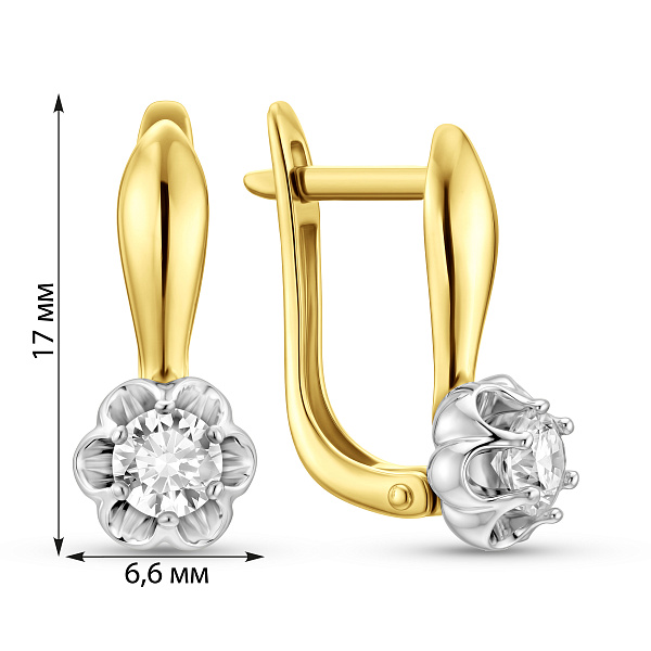 Серьги из желтого золота с фианитами (арт. 115600ж) – изображение 2