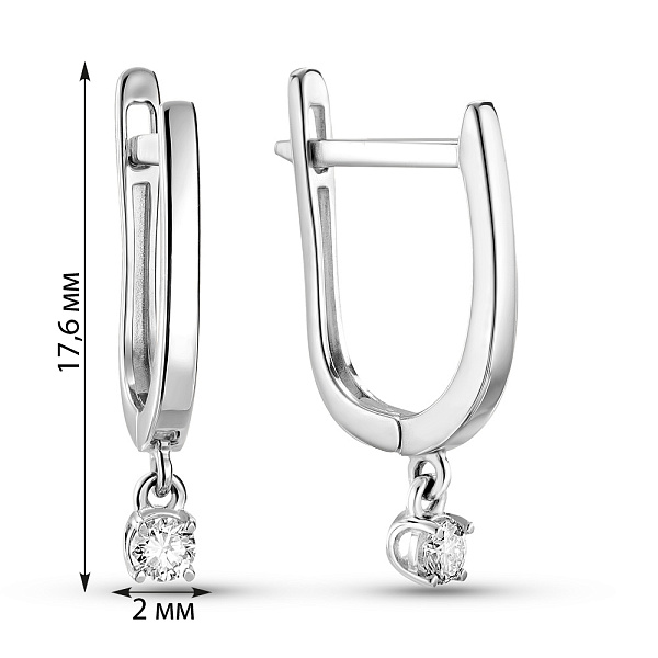 Сережки з білого золота з діамантами (арт. С011499010б) – зображення 2