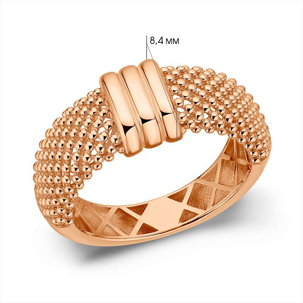 Каблучка з червоного золота без каменів (арт. 156722) – зображення 6