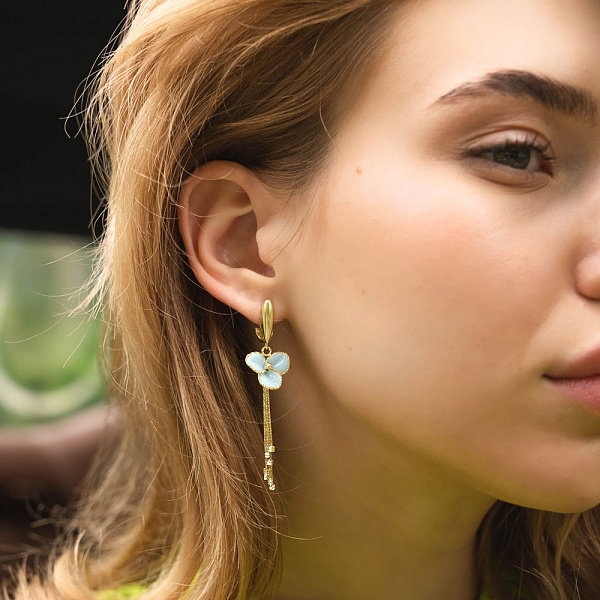 Золоті сережки з підвісками Francelli Квіти (арт. 109735жкмг) – зображення 2