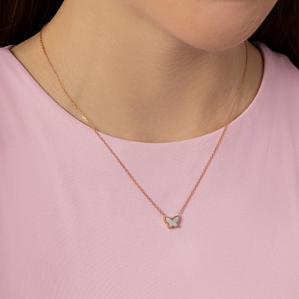 Золотое колье Бабочки (арт. 352771п) – изображение 3
