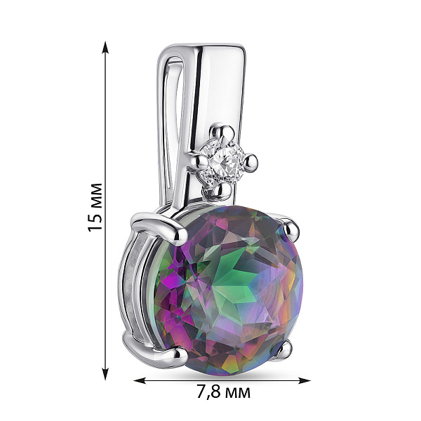 Срібний підвіс з великим топазом та фіанітом (арт. 7503/2107149Пмст) – зображення 2