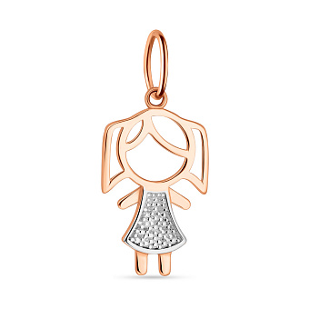 Підвіс "Дівчинка" з червоного і білого золота (арт. 424526кб)