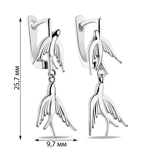Серьги серебряные Ласточка (арт. 7502/С2/2027) – изображение 2