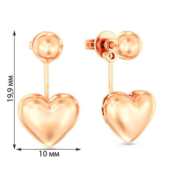 Золоті сережки-джекети Сердечка (арт. 1101030) – зображення 6