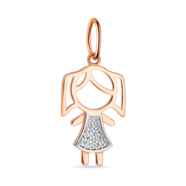 Підвіс "Дівчинка" з червоного і білого золота  (арт. 424526кб) – зображення 1