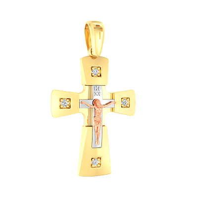 Золотий натільний хрестик з фіанітами (арт. 501041ж)
