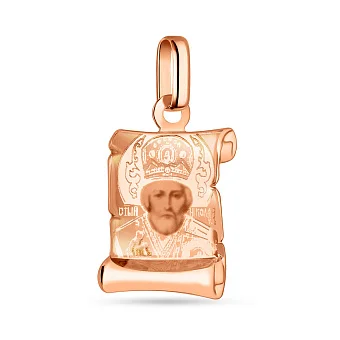 Ладанка "Миколай Чудотворець" з червоного золота (арт. 422382Н)