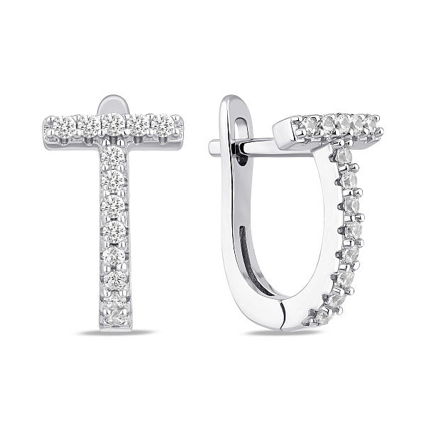 Серебряные серьги с дорожкой фианитов (арт. 7502/10199) – изображение 1