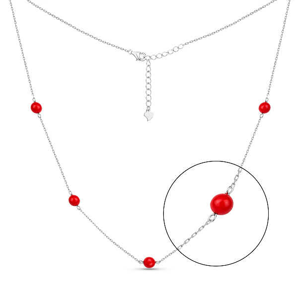 Серебряное колье с кораллами (арт. 7507/2145615Крк) – изображение 1