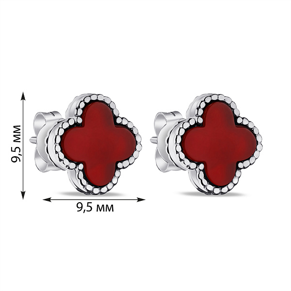 Серьги серебряные Клевер с сердоликом (арт. 7518/5645/9Срдк) – изображение 2