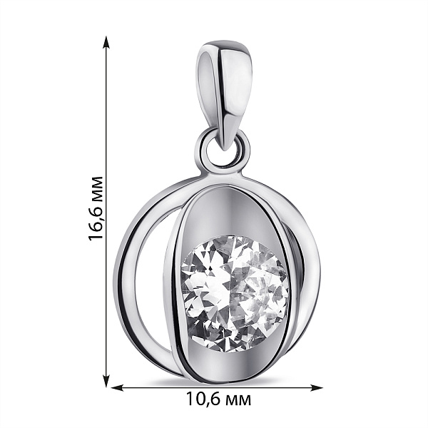 Серебряный подвес с фианитом (арт. 7503/ПК2Ф/413) – изображение 2