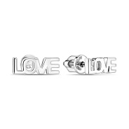 Фото Сережки-пусеты Love из белого золота (арт. 110643б)