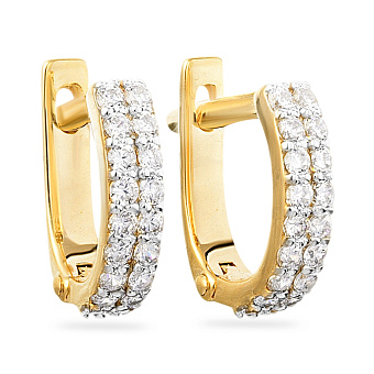 Сережки из желтого золота с фианитами для детей  (арт. 110356ж)