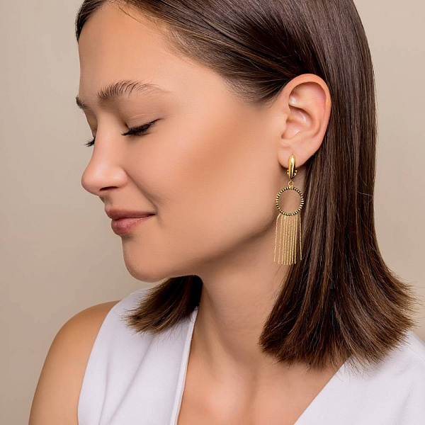 Длинные золотые серьги Francelli (арт. 1091353жкр) – изображение 3