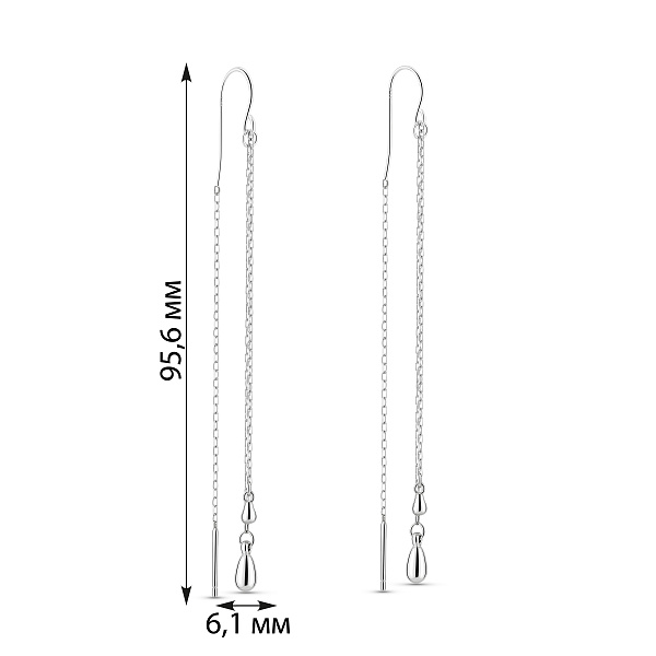 Довгі срібні сережки Крапля без каменів (арт. 7502/10083) – зображення 2