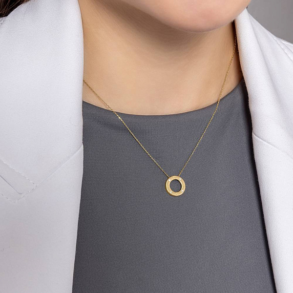 Колье из желтого золота с подвеской и фианитами (арт. 351470ж) – изображение 3