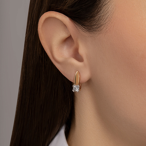 Золотые серьги с фианитом (арт. 111020) – изображение 2