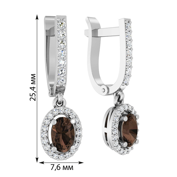 Золоті сережки з підвісками з кварцу і фіанітів (арт. 110186Пбкр) – зображення 2