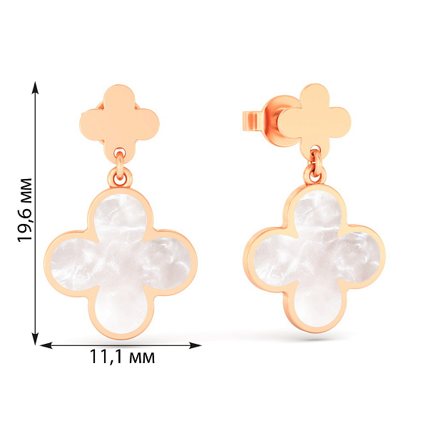 Серьги-пусеты из красного золота с эмалью (арт. 111207еп) – изображение 3