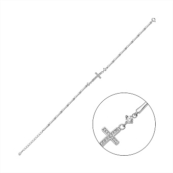 Серебряный браслет Крестик с фианитами (арт. 7509/4891)