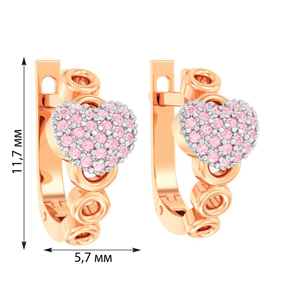 Детские золотые серьги с розовыми фианитами  (арт. 110486р) – изображение 2