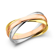 Тройное обручальное кольцо из комбинированного золота Тринити (арт. 239184)