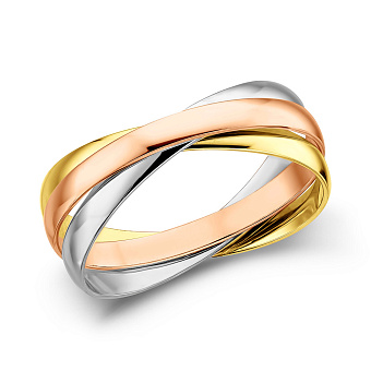 Потрійна обручка з комбінованого золота Трініті (арт. 239184)