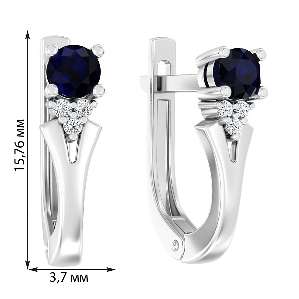 Серьги из белого золота с сапфиром и бриллиантами (арт. С011063бс) – изображение 2