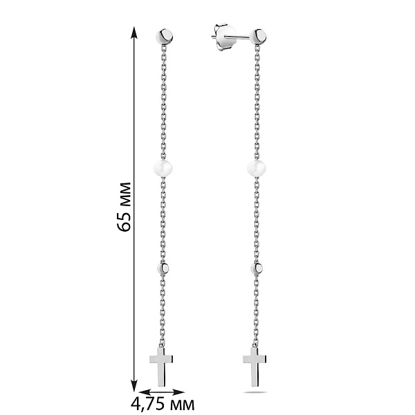 Золотые серьги-подвески с жемчугом (арт. 106796бпрлб) – изображение 2