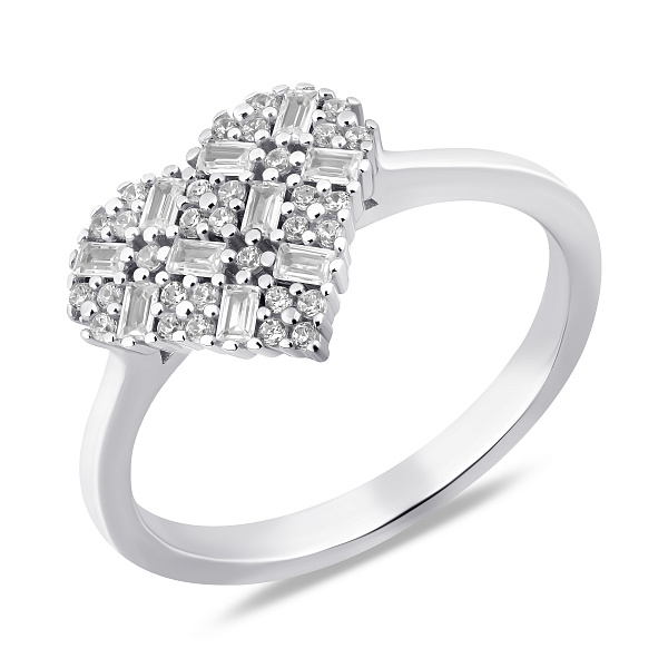 Серебряное кольцо Сердце с фианитами (арт. 7501/8547) – изображение 1