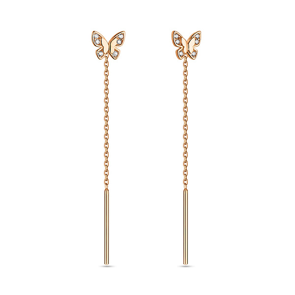 Серьги из красного золота с фианитами (арт. 110911) – изображение 1