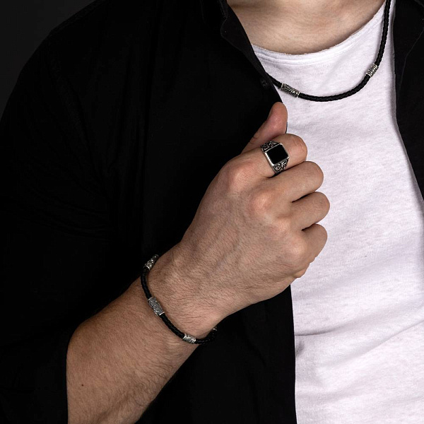 Шовковий шнурок зі срібними вставками (арт. 7307/395/1ш) – зображення 3