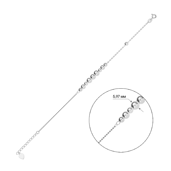 Браслет срібний з кульками (арт. 7509/2325) – зображення 2