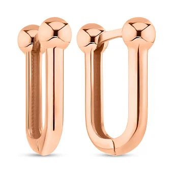 Сережки з червононого золота без каміння (арт. 1091697/15)